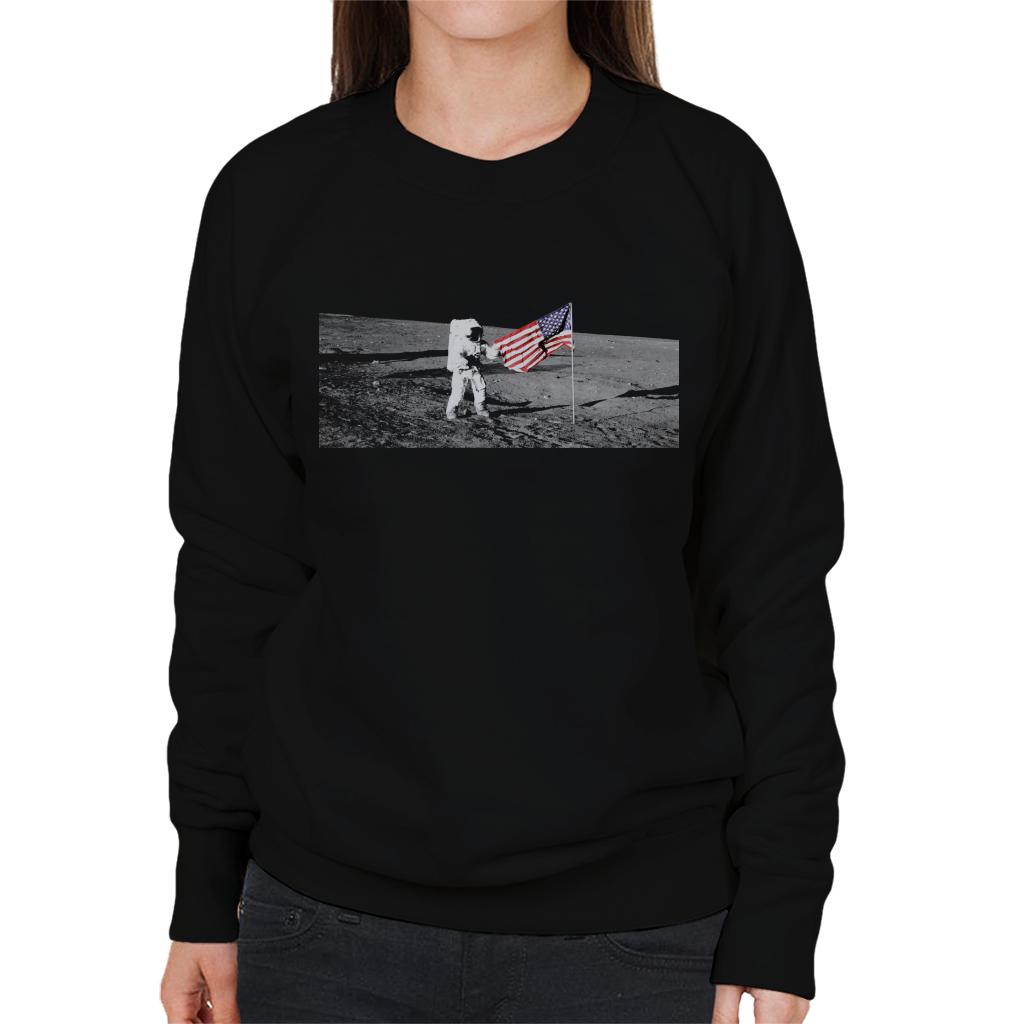 NASA Moon Landing Flag Women's Sweatshirt-ALL + EVERY