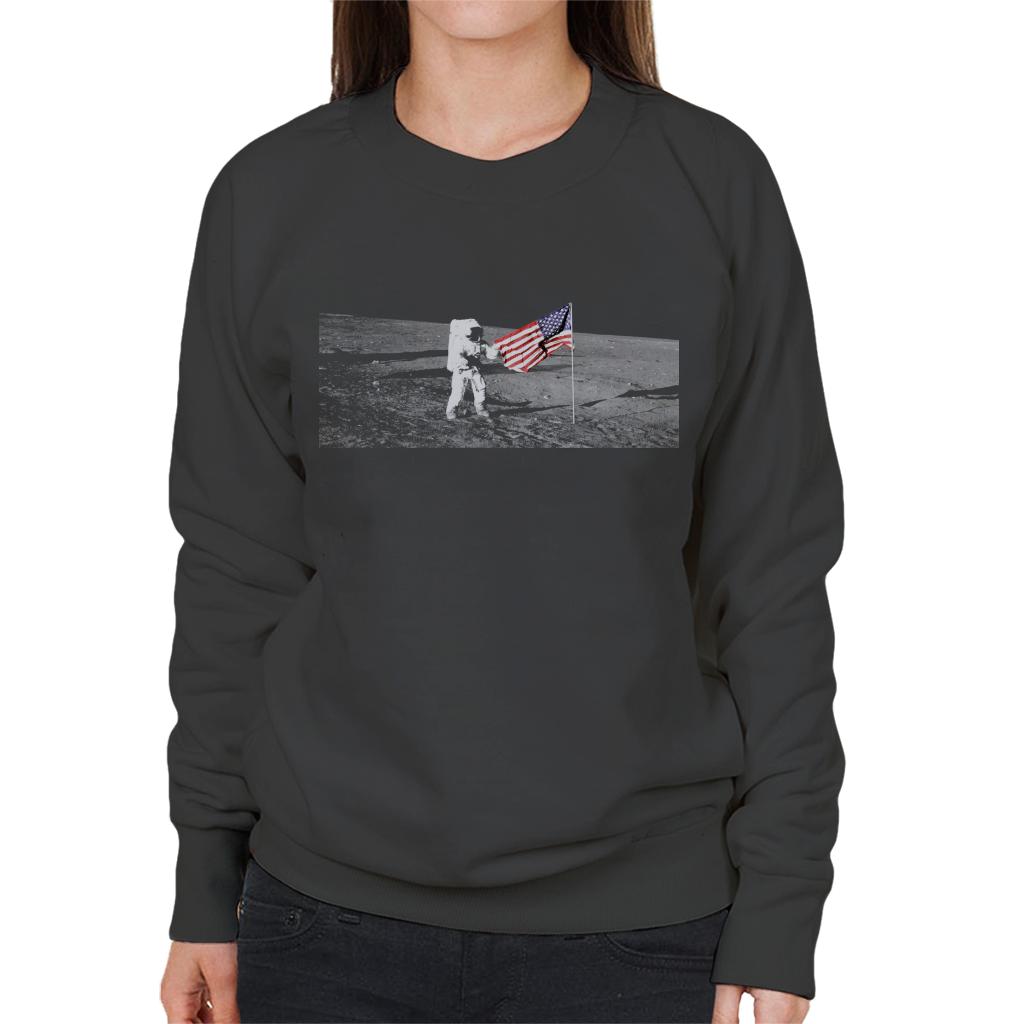 NASA Moon Landing Flag Women's Sweatshirt-ALL + EVERY