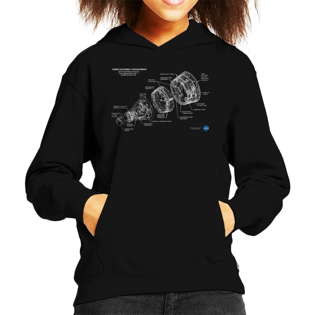 NASA Gemini Spacecraft Schematic Kids Hooded Sweatshirt-ALL + EVERY