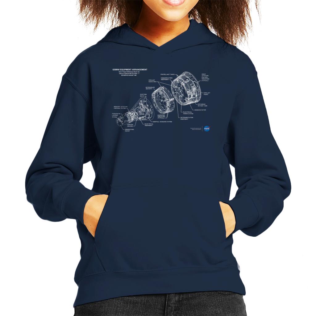 NASA Gemini Spacecraft Schematic Kids Hooded Sweatshirt-ALL + EVERY