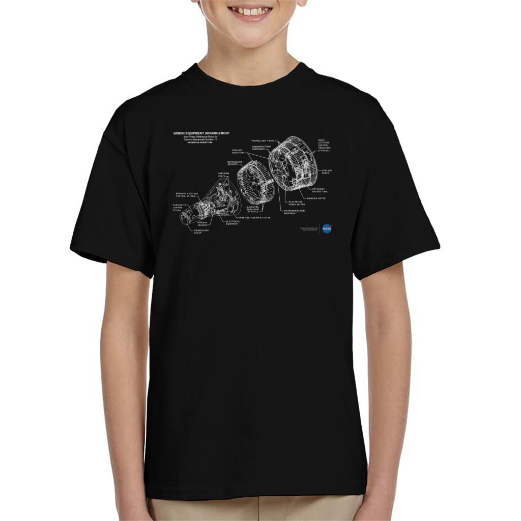 NASA Gemini Spacecraft Schematic Kids T-Shirt-ALL + EVERY