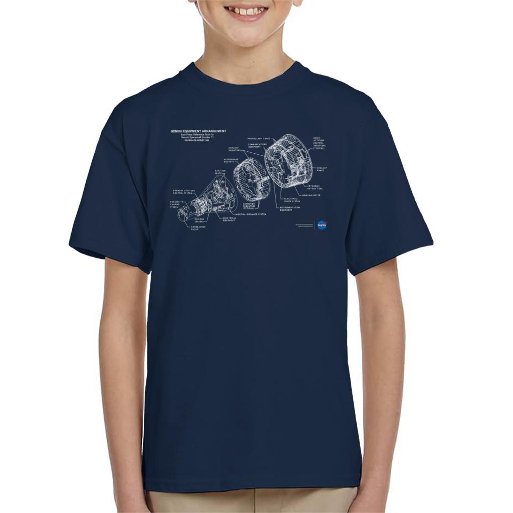 NASA Gemini Spacecraft Schematic Kids T-Shirt-ALL + EVERY