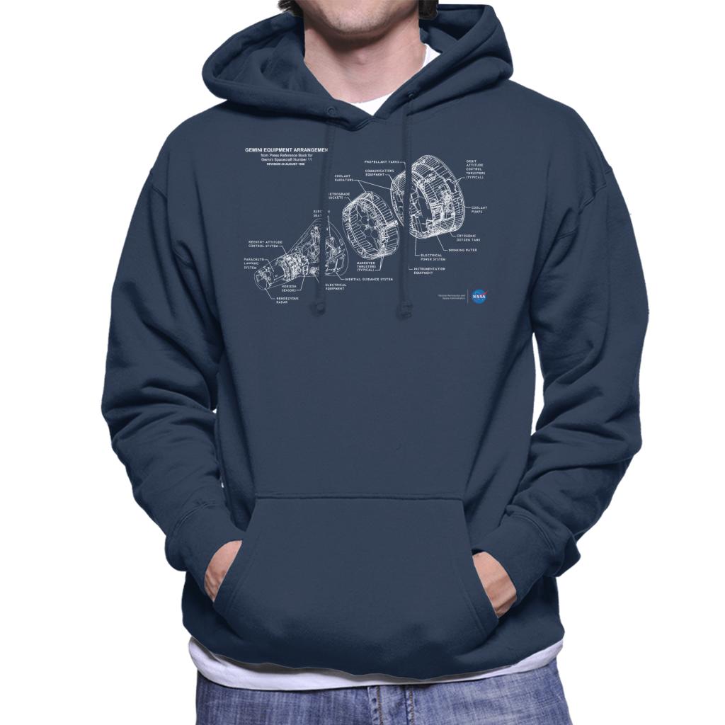 NASA Gemini Spacecraft Schematic Men's Hooded Sweatshirt-ALL + EVERY