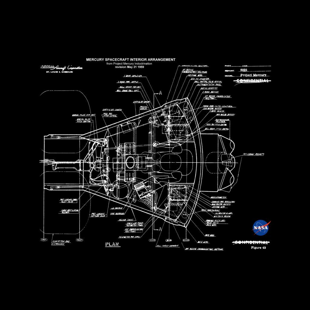 NASA Mercury Spacecraft Schematic Kids T-Shirt-ALL + EVERY