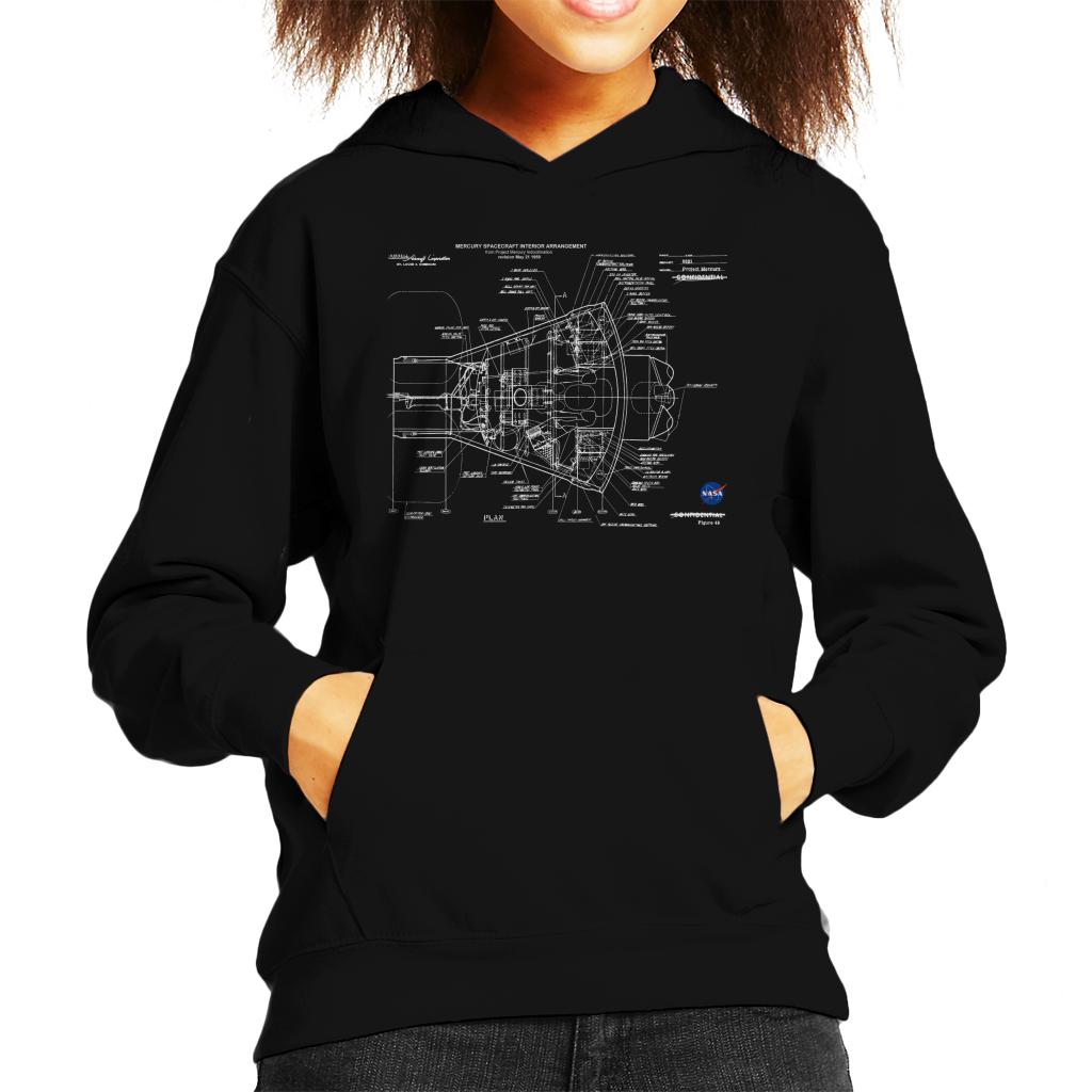 NASA Mercury Spacecraft Schematic Kids Hooded Sweatshirt-ALL + EVERY