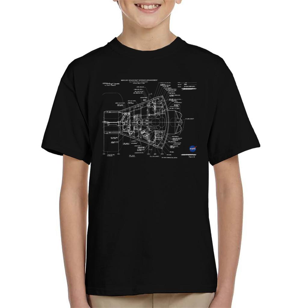 NASA Mercury Spacecraft Schematic Kids T-Shirt-ALL + EVERY