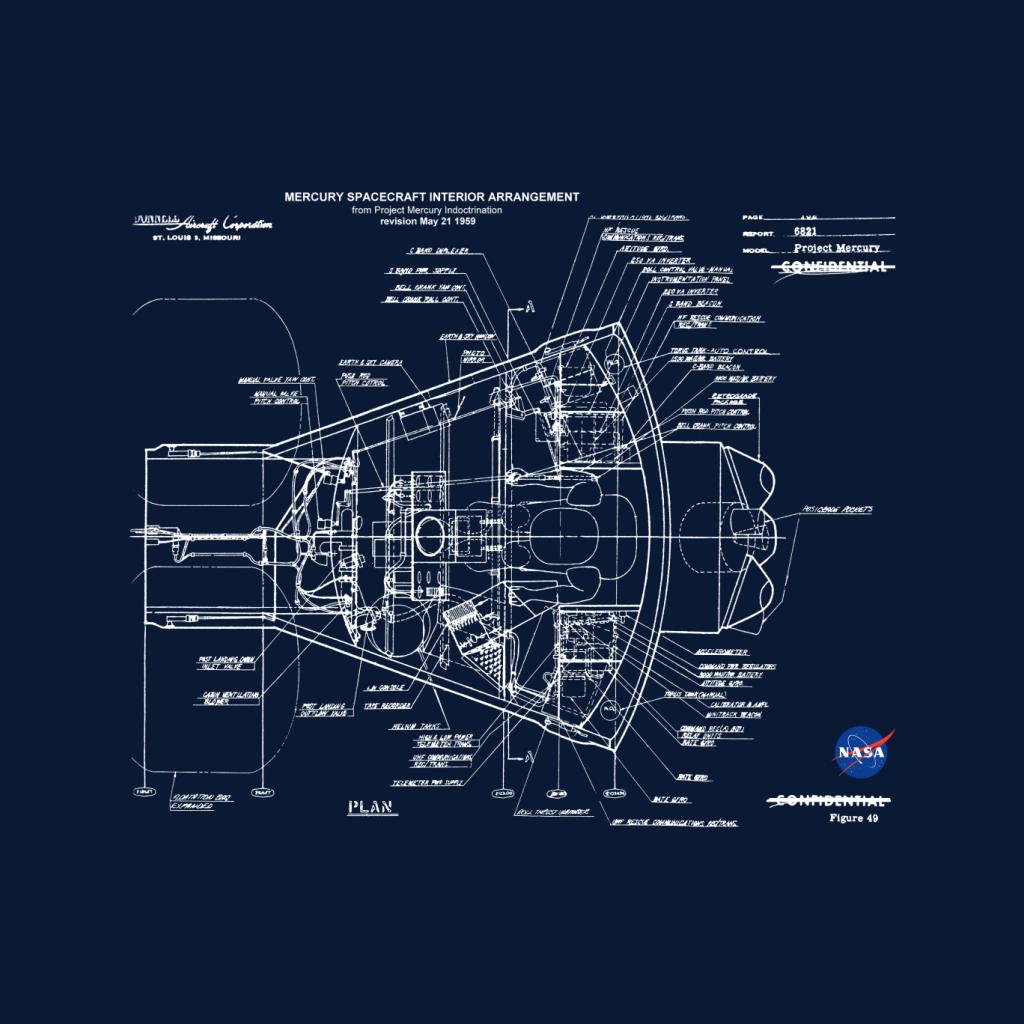 NASA Mercury Spacecraft Schematic Men's Sweatshirt-ALL + EVERY