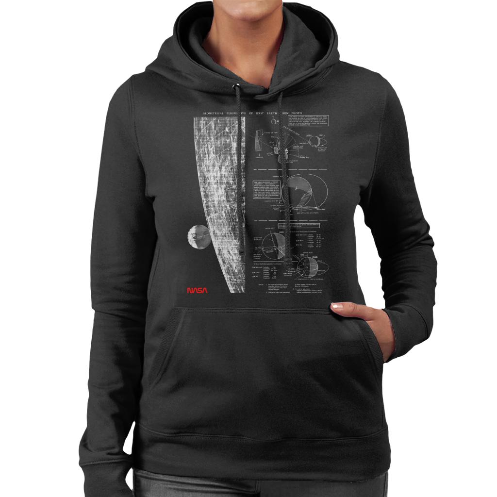 NASA Geometric Lunar Perspective Of Earth Women's Hooded Sweatshirt-ALL + EVERY