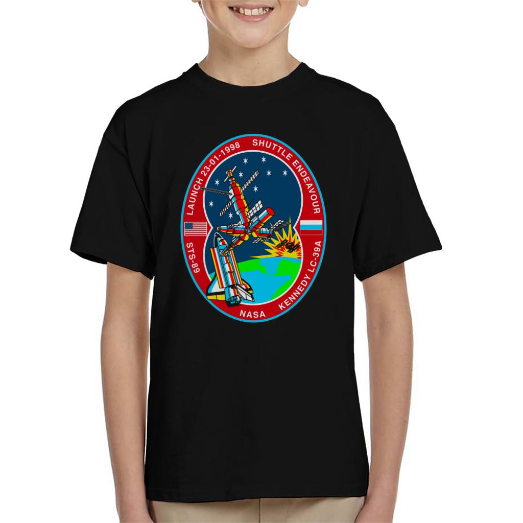 NASA STS 89 Endeavour MIR Space Station Badge Kids T-Shirt-ALL + EVERY