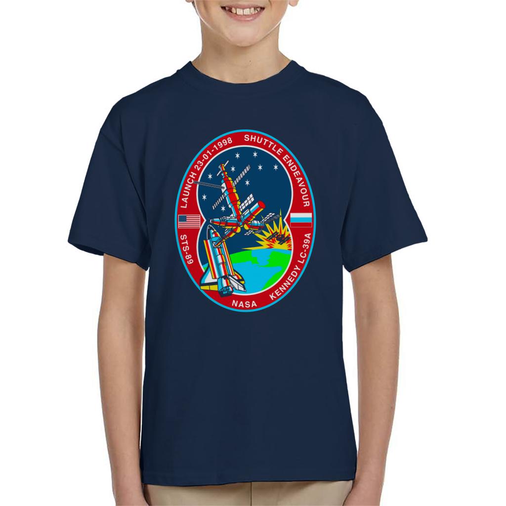 NASA STS 89 Endeavour MIR Space Station Badge Kids T-Shirt-ALL + EVERY