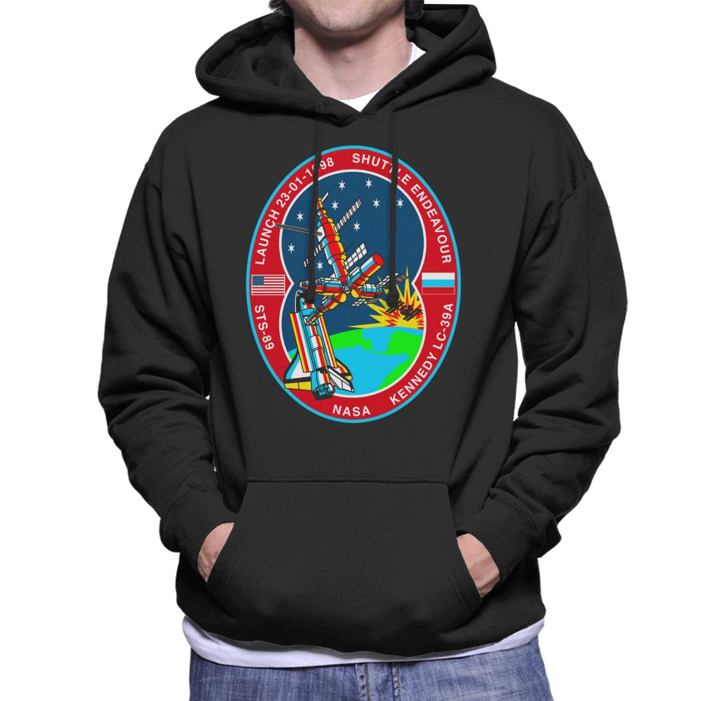 NASA STS 89 Endeavour MIR Space Station Badge Men's Hooded Sweatshirt-ALL + EVERY