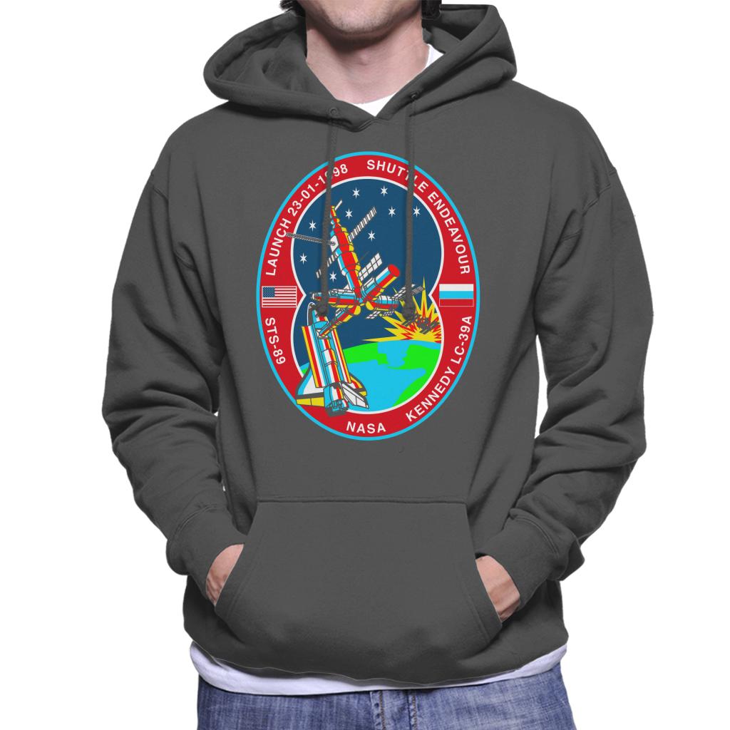 NASA STS 89 Endeavour MIR Space Station Badge Men's Hooded Sweatshirt-ALL + EVERY