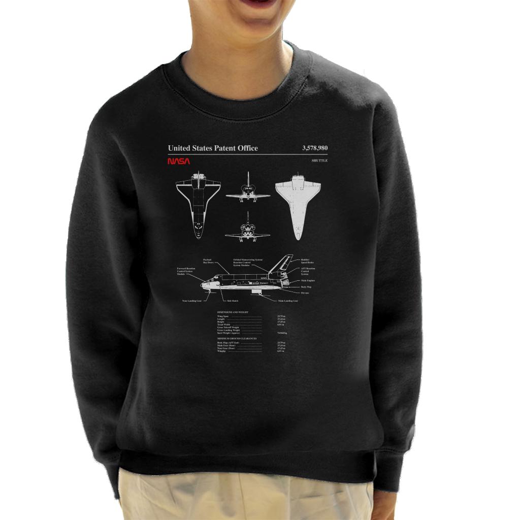 NASA Shuttle Dimensions And Weight Blueprint Kids Sweatshirt-ALL + EVERY
