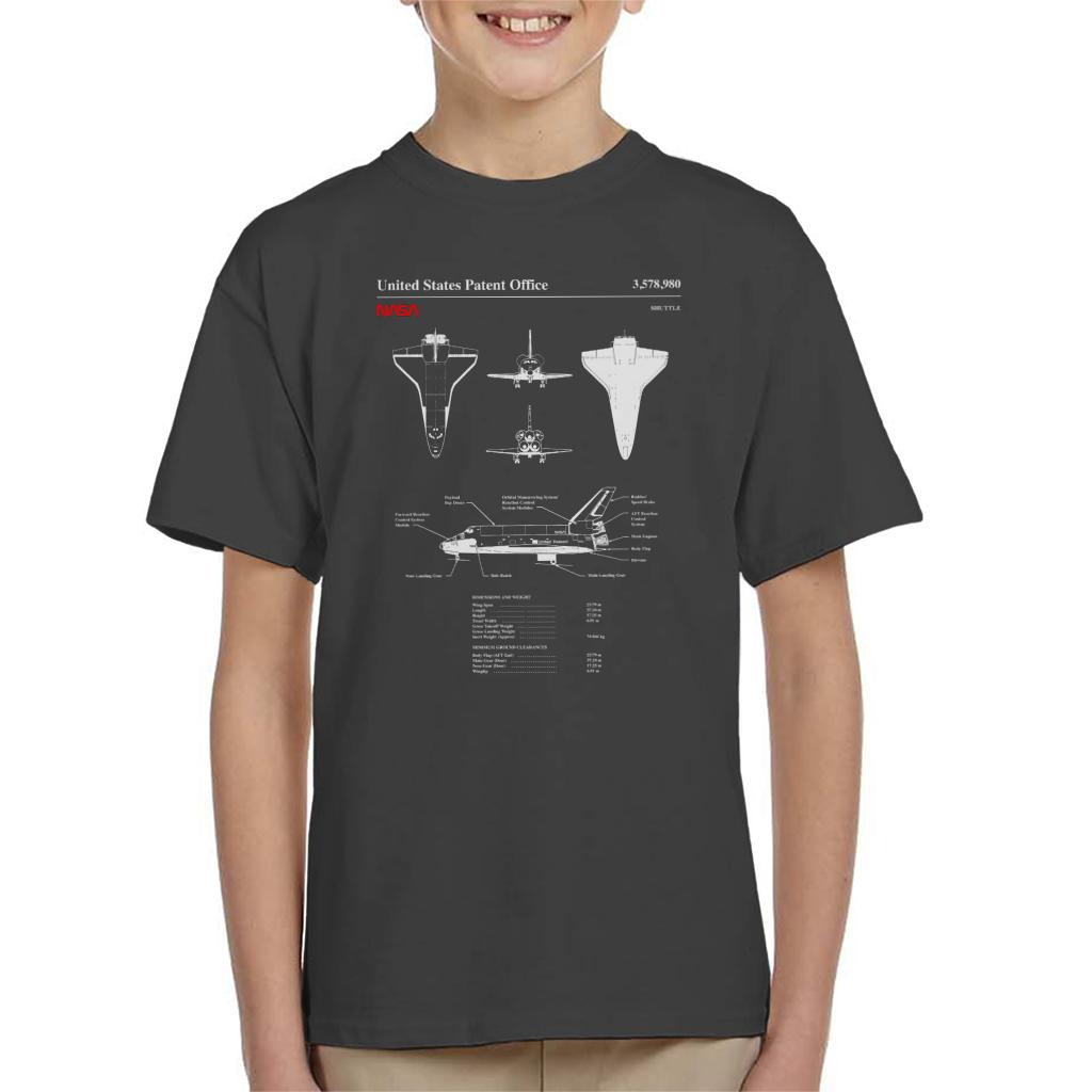 NASA Shuttle Dimensions And Weight Blueprint Kids T-Shirt-ALL + EVERY