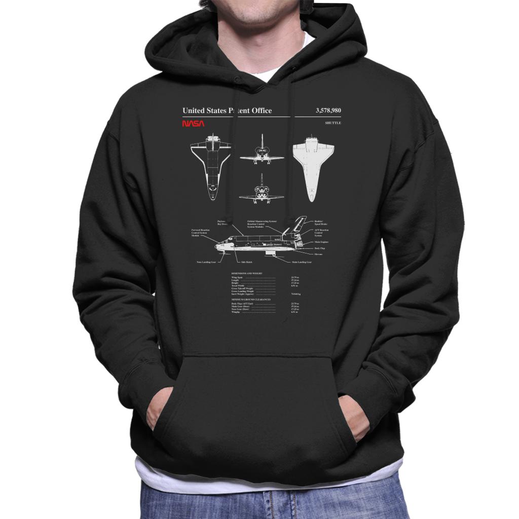 NASA Shuttle Dimensions And Weight Blueprint Men's Hooded Sweatshirt-ALL + EVERY