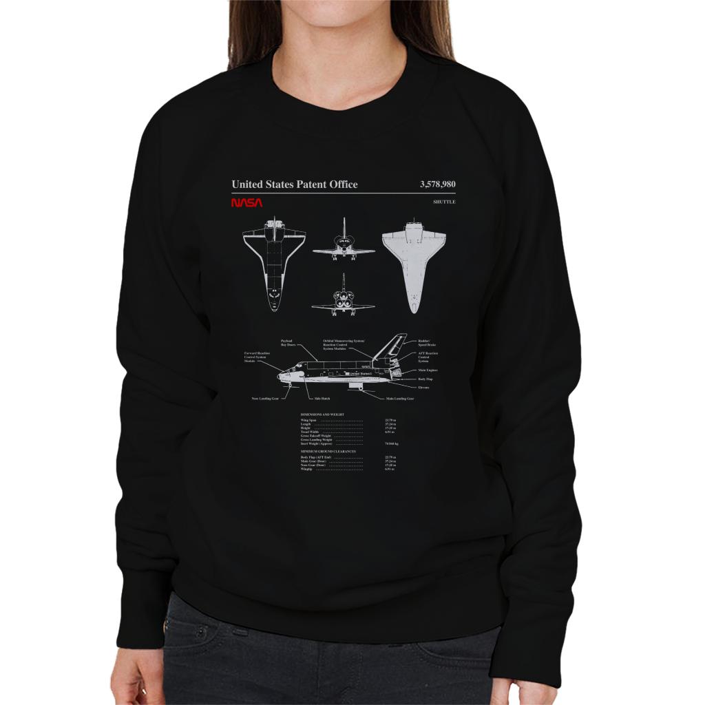 NASA Shuttle Dimensions And Weight Blueprint Women's Sweatshirt-ALL + EVERY