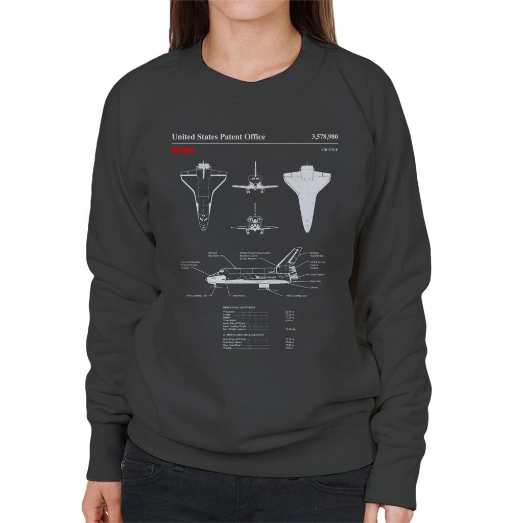 NASA Shuttle Dimensions And Weight Blueprint Women's Sweatshirt-ALL + EVERY