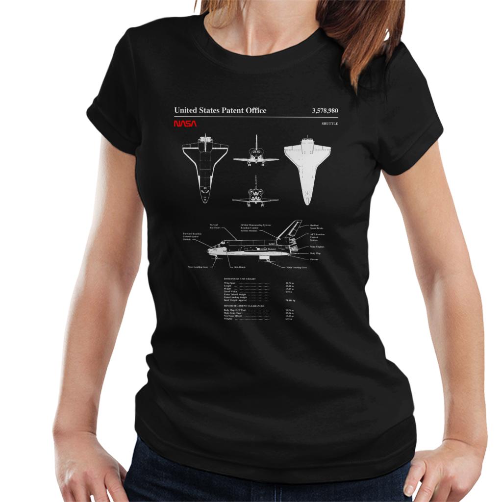 NASA Shuttle Dimensions And Weight Blueprint Women's T-Shirt-ALL + EVERY