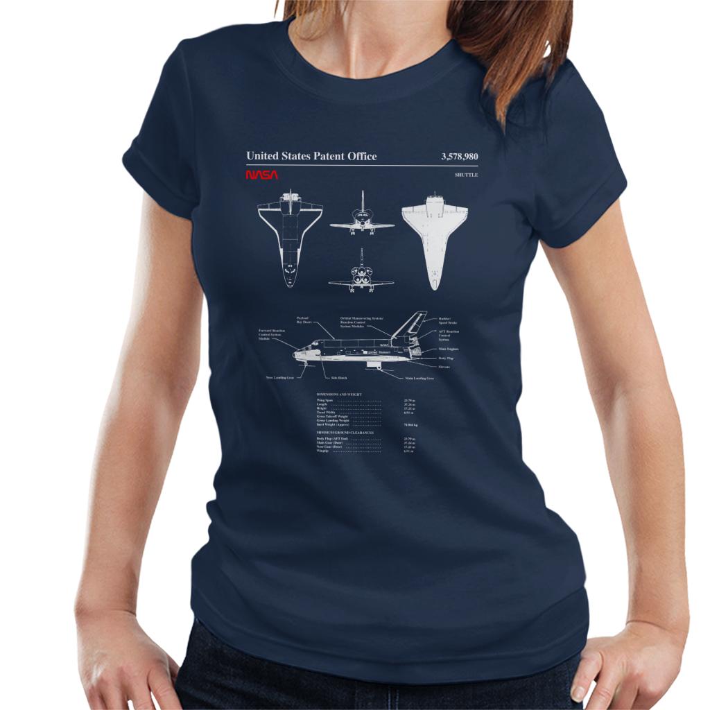 NASA Shuttle Dimensions And Weight Blueprint Women's T-Shirt-ALL + EVERY