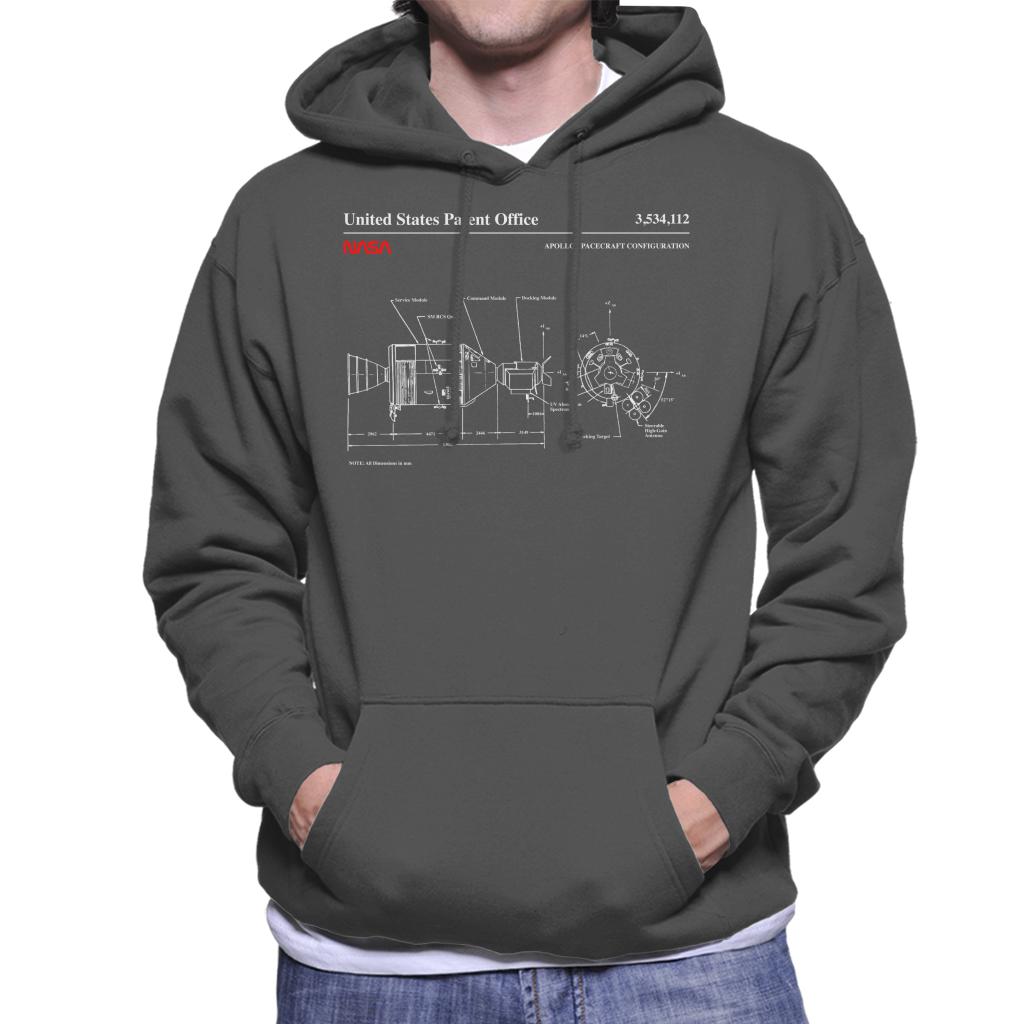 NASA Apollo Spacecraft Blueprint Men's Hooded Sweatshirt-ALL + EVERY