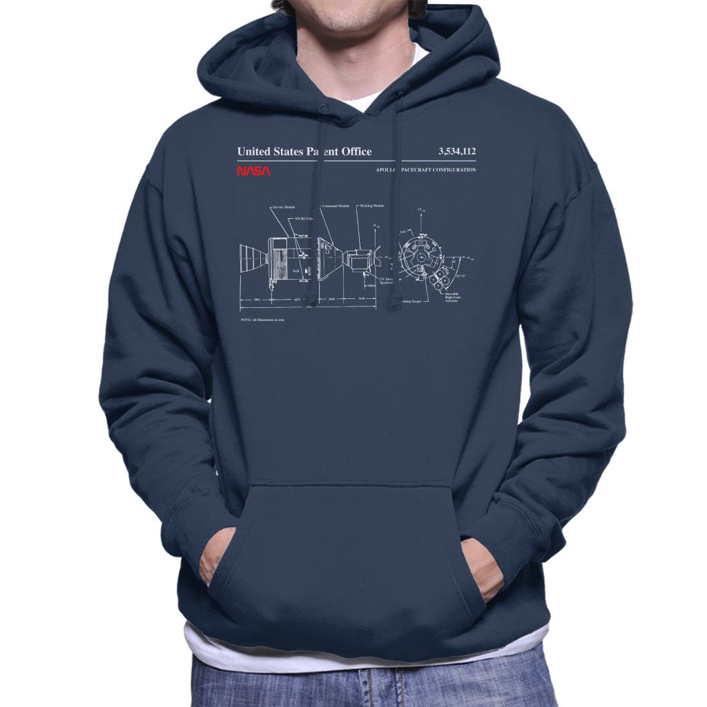 NASA Apollo Spacecraft Blueprint Men's Hooded Sweatshirt-ALL + EVERY