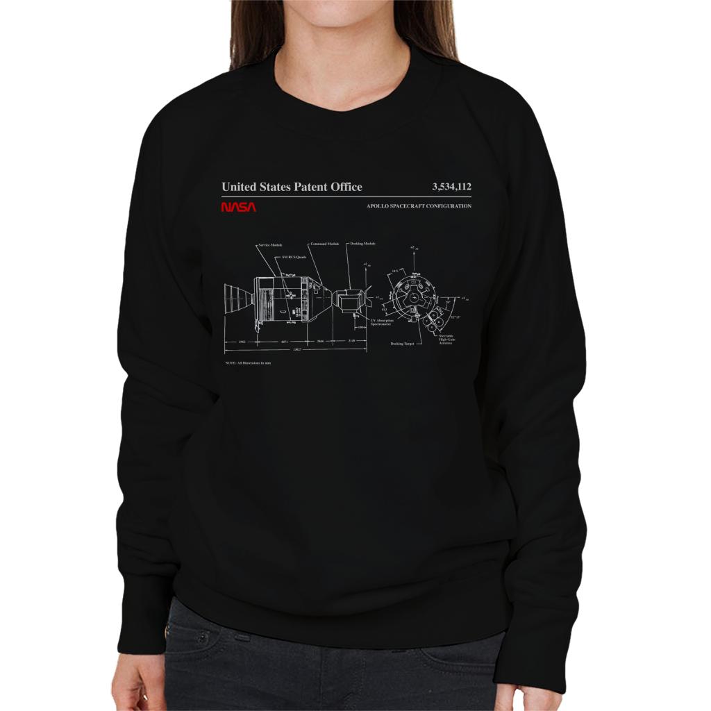 NASA Apollo Spacecraft Blueprint Women's Sweatshirt-ALL + EVERY