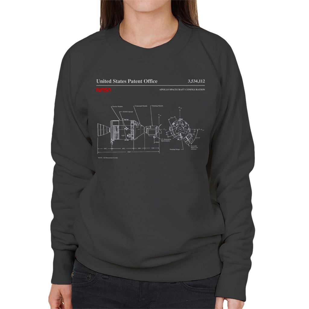 NASA Apollo Spacecraft Blueprint Women's Sweatshirt-ALL + EVERY