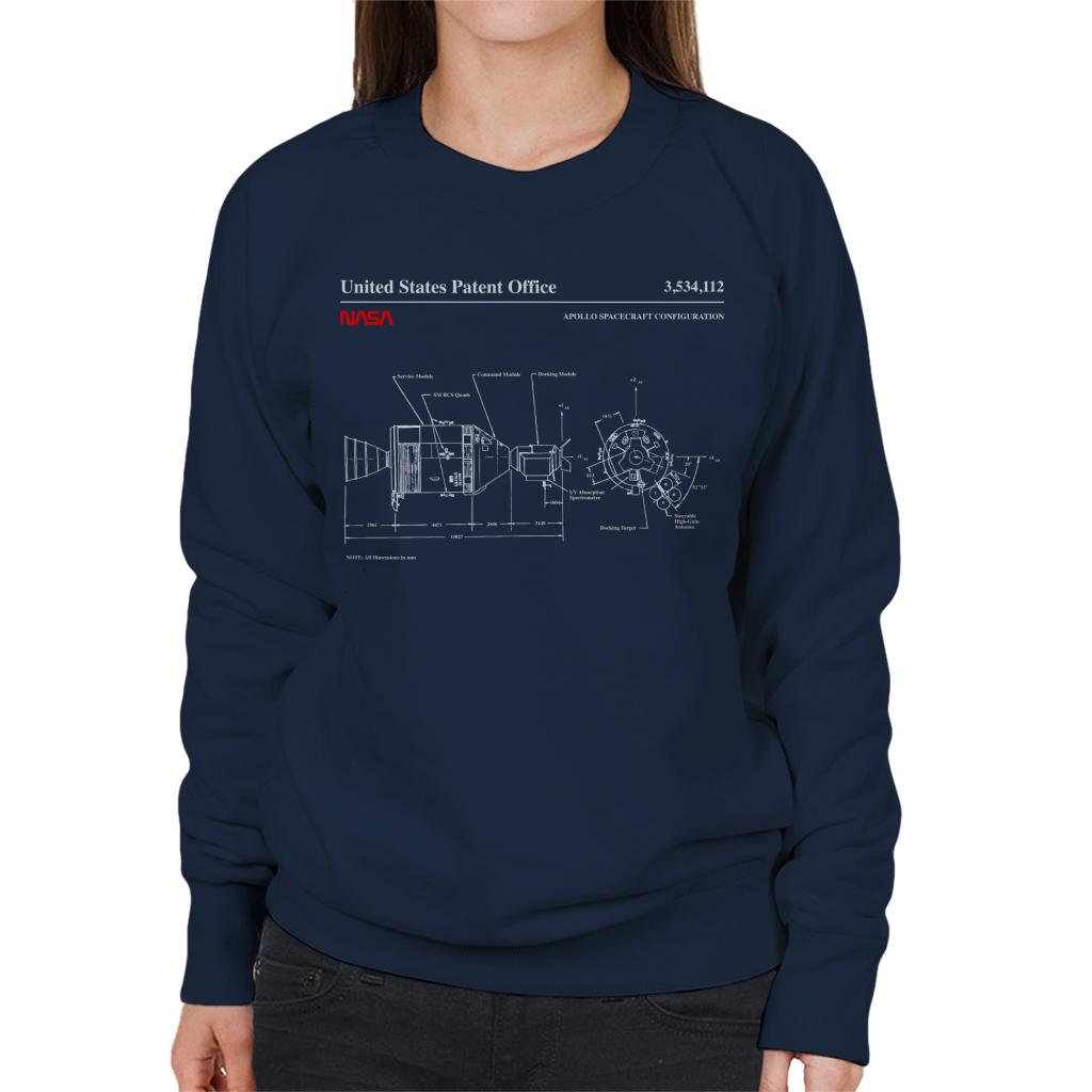 NASA Apollo Spacecraft Blueprint Women's Sweatshirt-ALL + EVERY