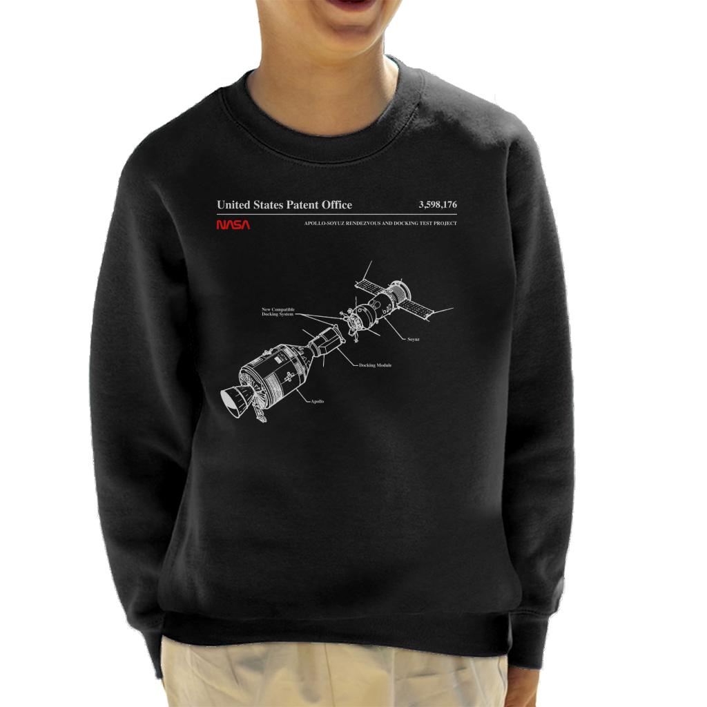 NASA Apollo Soyuz Docking Test Blueprint Kids Sweatshirt-ALL + EVERY