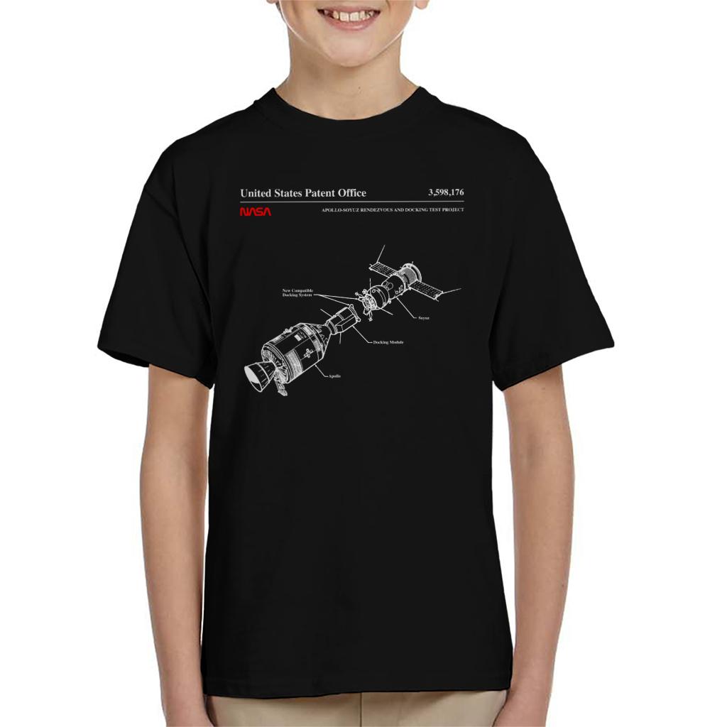 NASA Apollo Soyuz Docking Test Blueprint Kids T-Shirt-ALL + EVERY