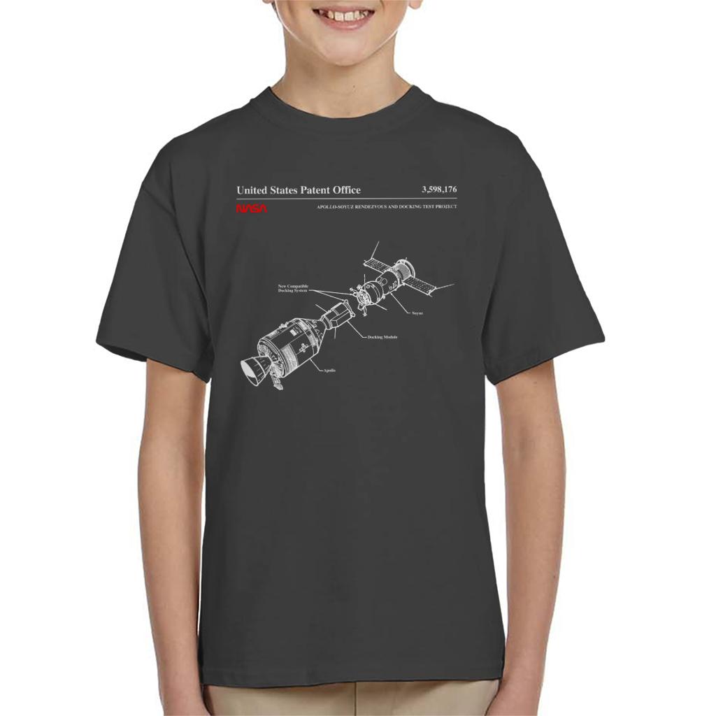 NASA Apollo Soyuz Docking Test Blueprint Kids T-Shirt-ALL + EVERY