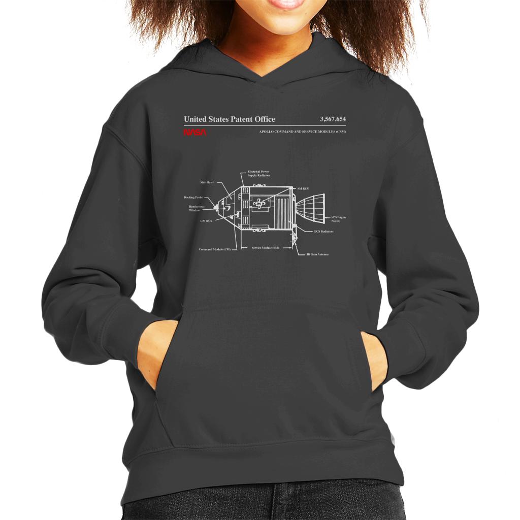 NASA Apollo Command Service Modules Blueprint Kids Hooded Sweatshirt-ALL + EVERY