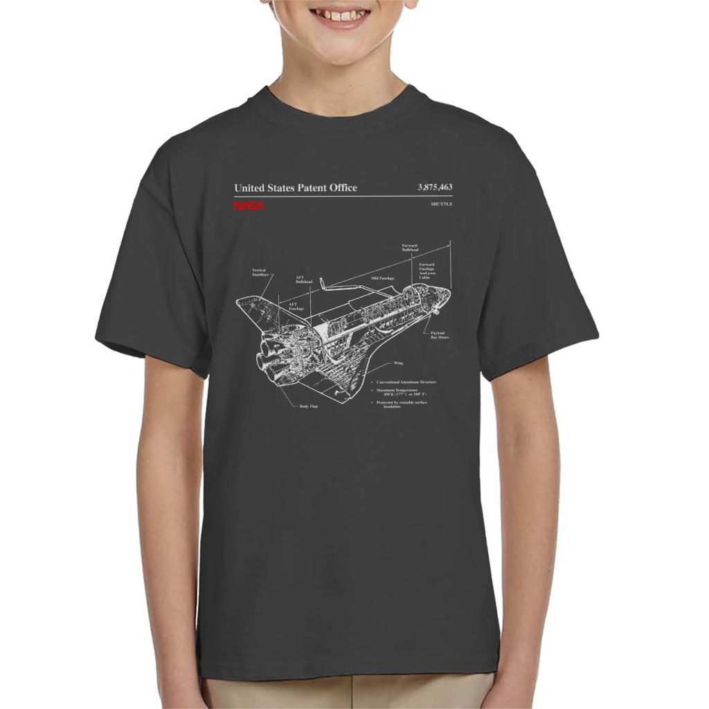 NASA Shuttle Structure Blueprint Kids T-Shirt-ALL + EVERY