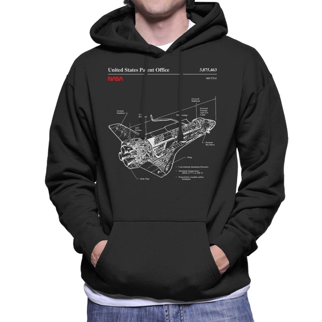 NASA Shuttle Structure Blueprint Men's Hooded Sweatshirt-ALL + EVERY