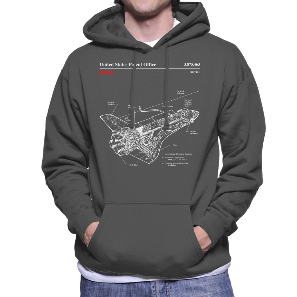 NASA Shuttle Structure Blueprint Men's Hooded Sweatshirt-ALL + EVERY