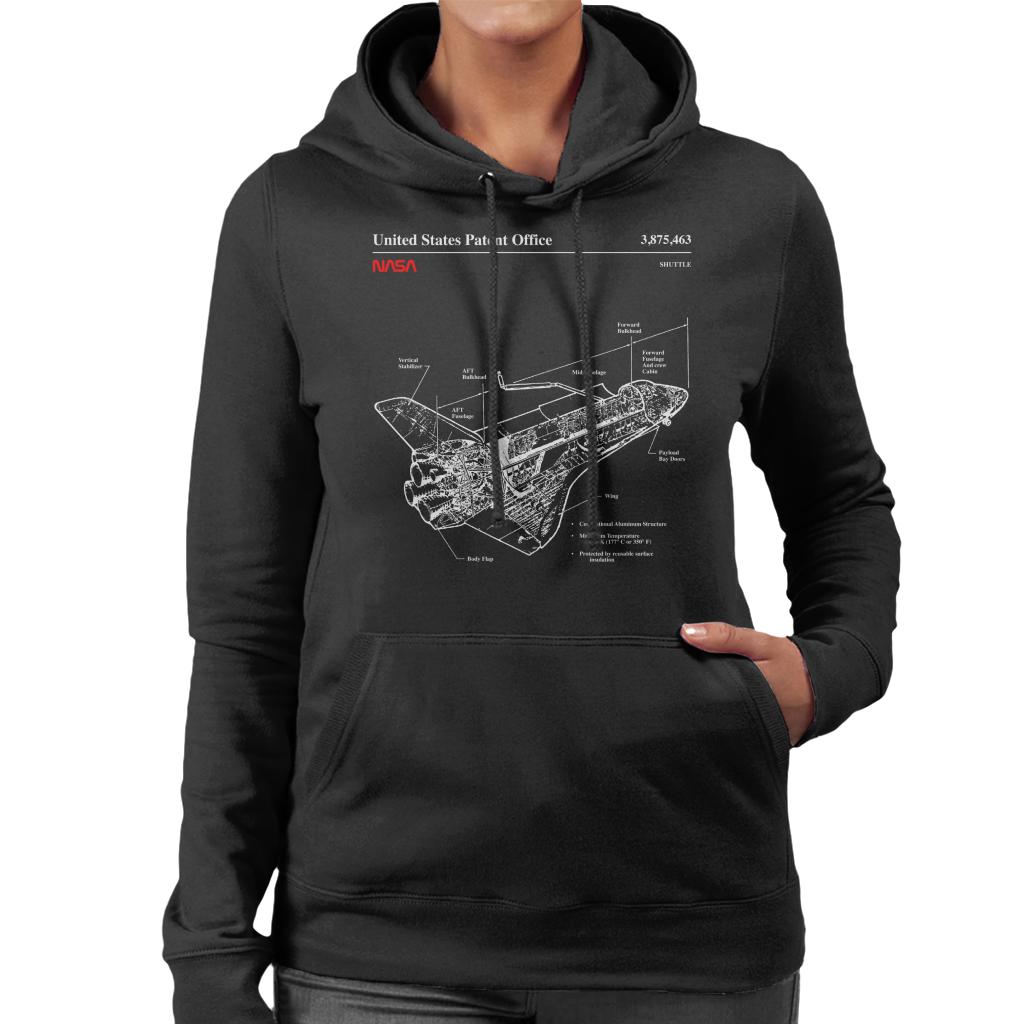 NASA Shuttle Structure Blueprint Women's Hooded Sweatshirt-ALL + EVERY