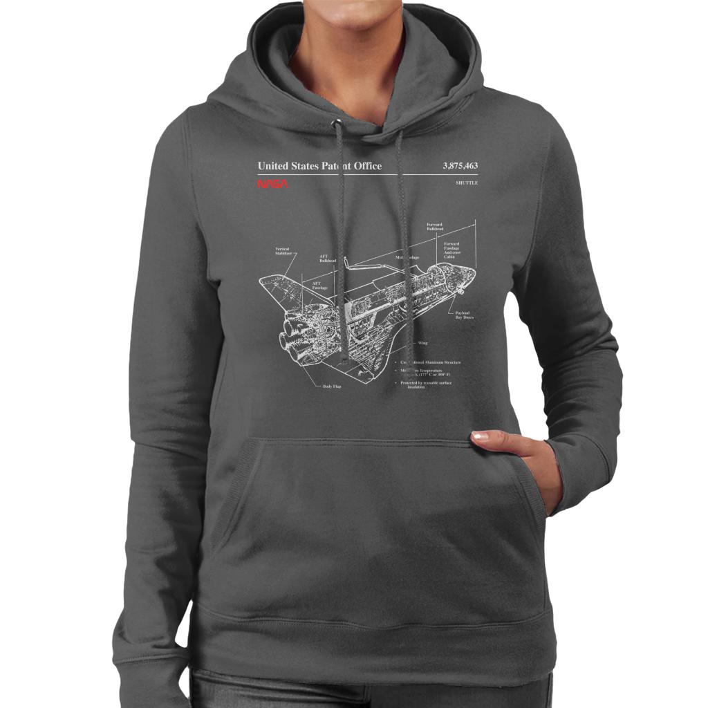 NASA Shuttle Structure Blueprint Women's Hooded Sweatshirt-ALL + EVERY