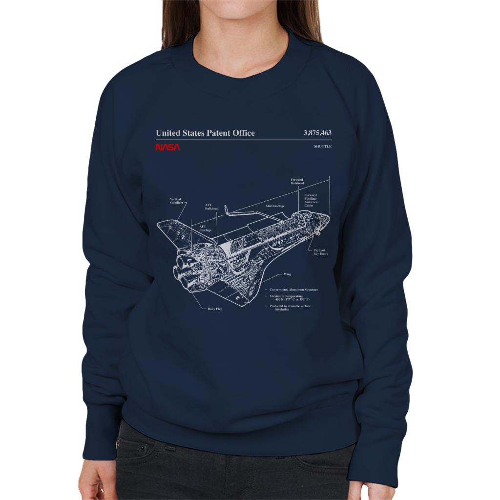 NASA Shuttle Structure Blueprint Women's Sweatshirt-ALL + EVERY