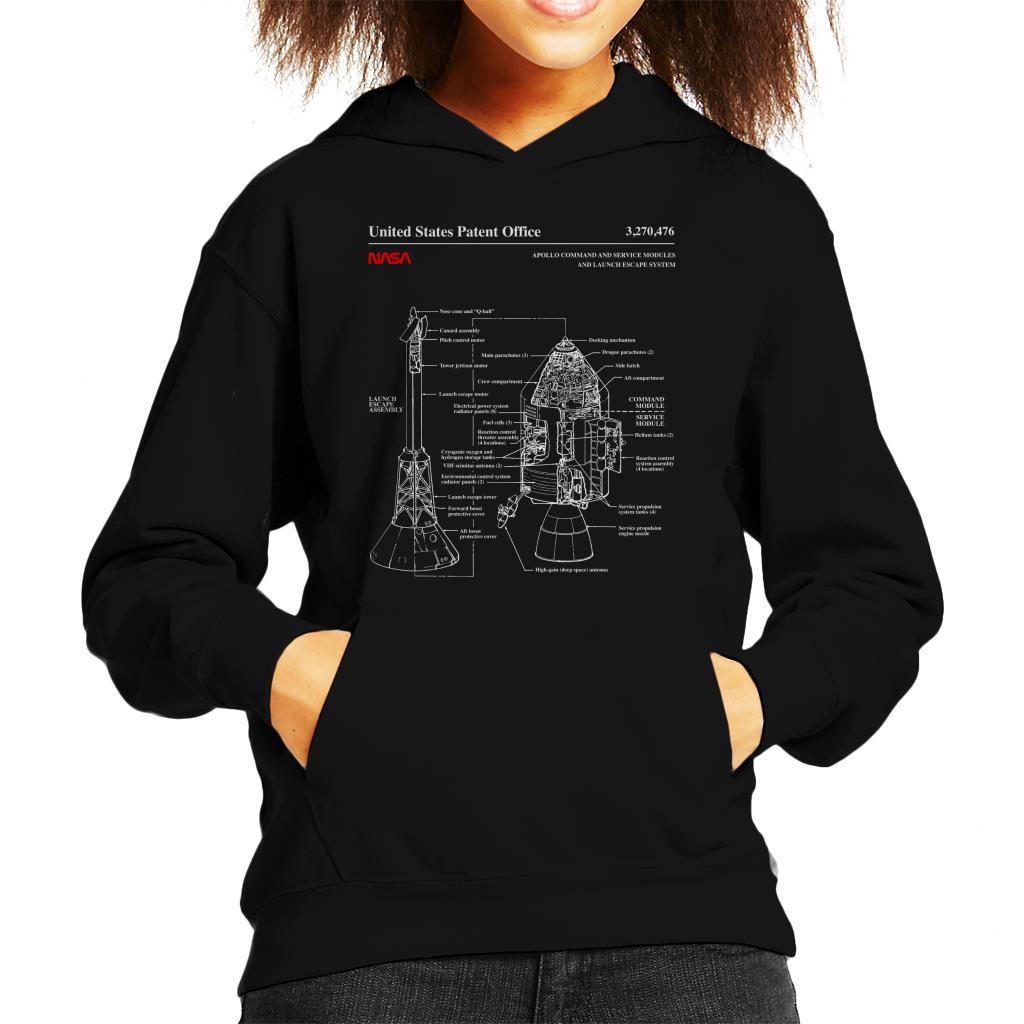 NASA Apollo CSM Escape System Blueprint Kids Hooded Sweatshirt-ALL + EVERY