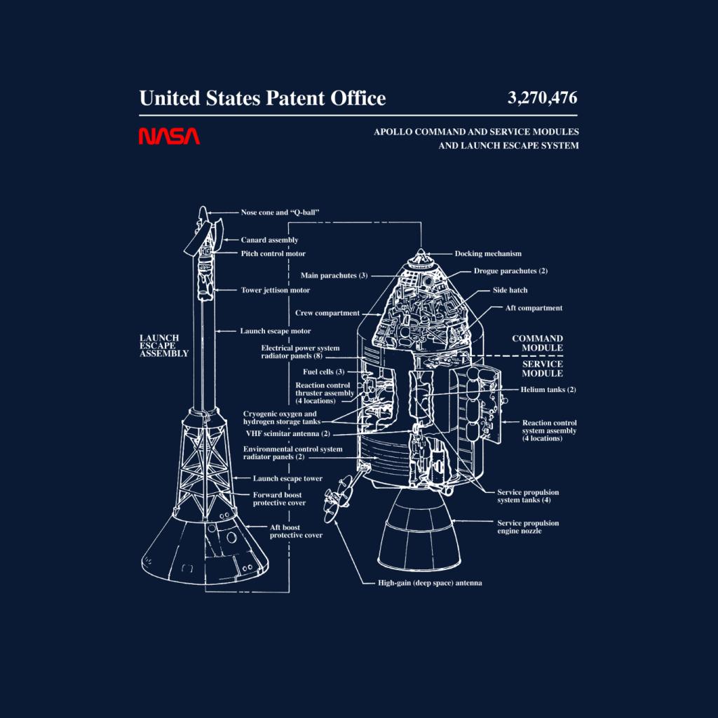 NASA Apollo CSM Escape System Blueprint Kids T-Shirt-ALL + EVERY