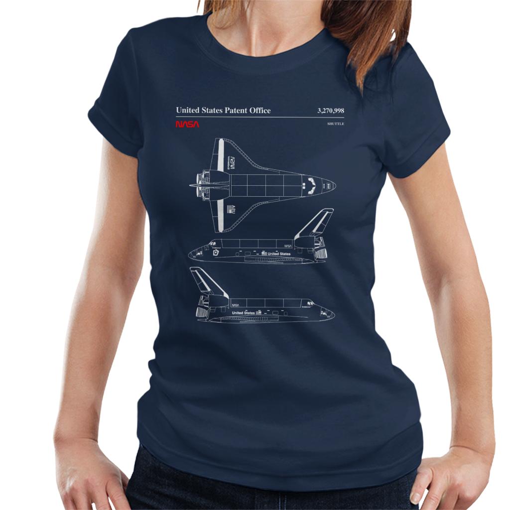 NASA Endeavour Shuttle Top And Side View Blueprint Women's T-Shirt-ALL + EVERY