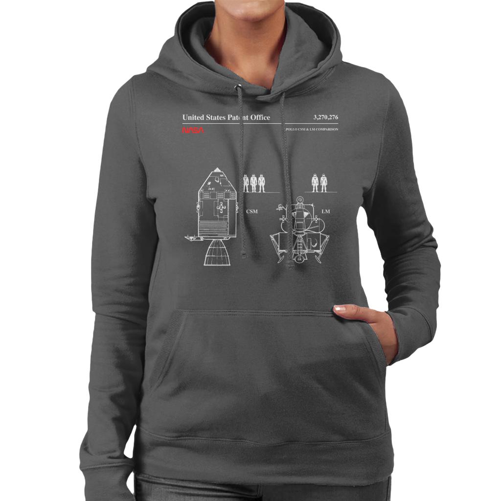NASA Apollo CSM And LM Blueprint Women's Hooded Sweatshirt-ALL + EVERY