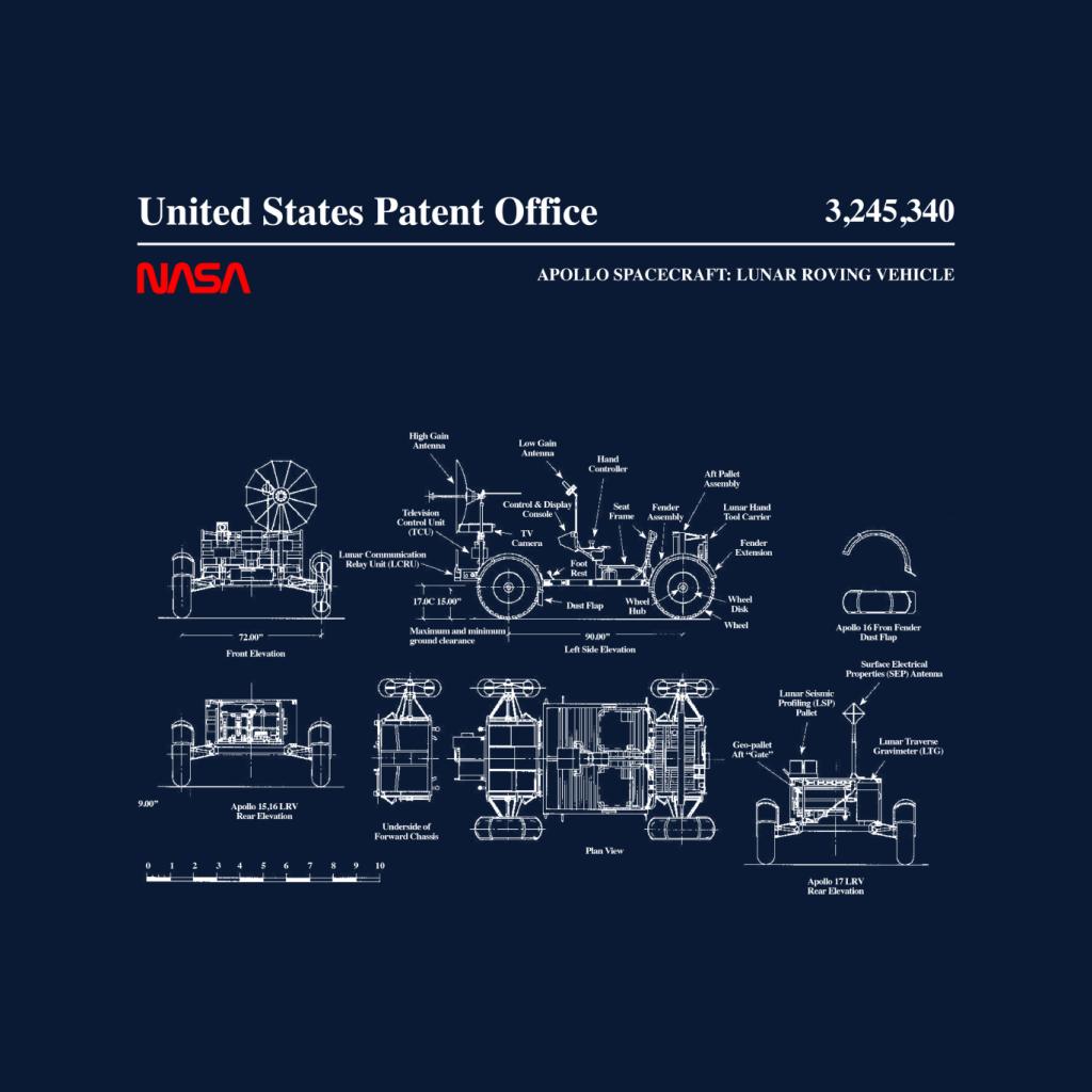 NASA Apollo Lunar Rover Blueprint Kids T-Shirt-ALL + EVERY