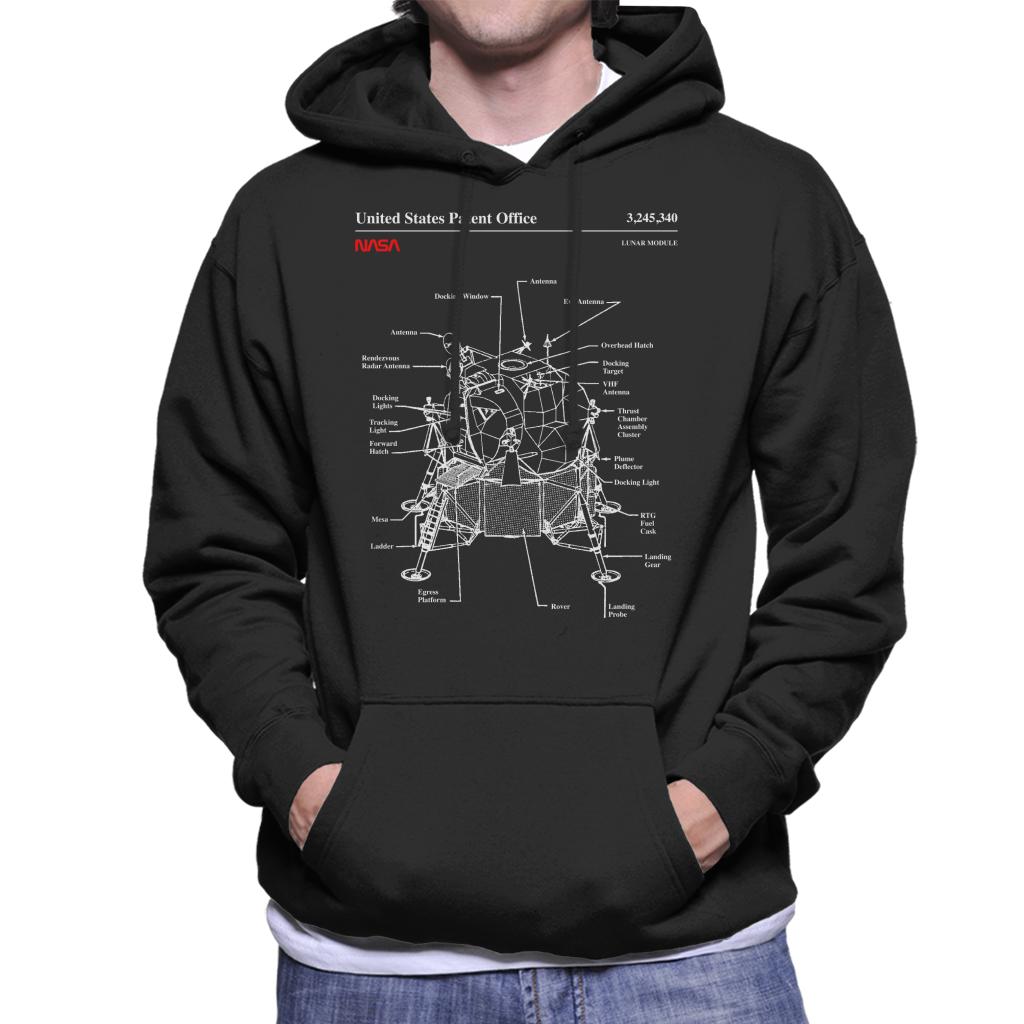 NASA Lunar Module Blueprint Men's Hooded Sweatshirt-ALL + EVERY