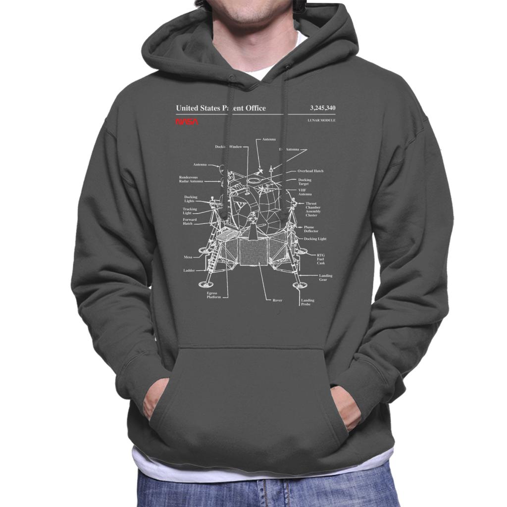 NASA Lunar Module Blueprint Men's Hooded Sweatshirt-ALL + EVERY