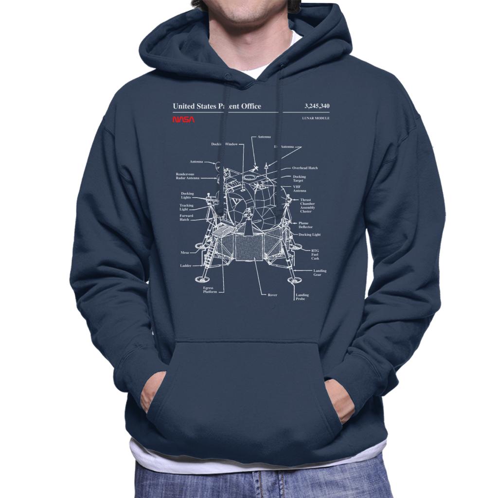 NASA Lunar Module Blueprint Men's Hooded Sweatshirt-ALL + EVERY