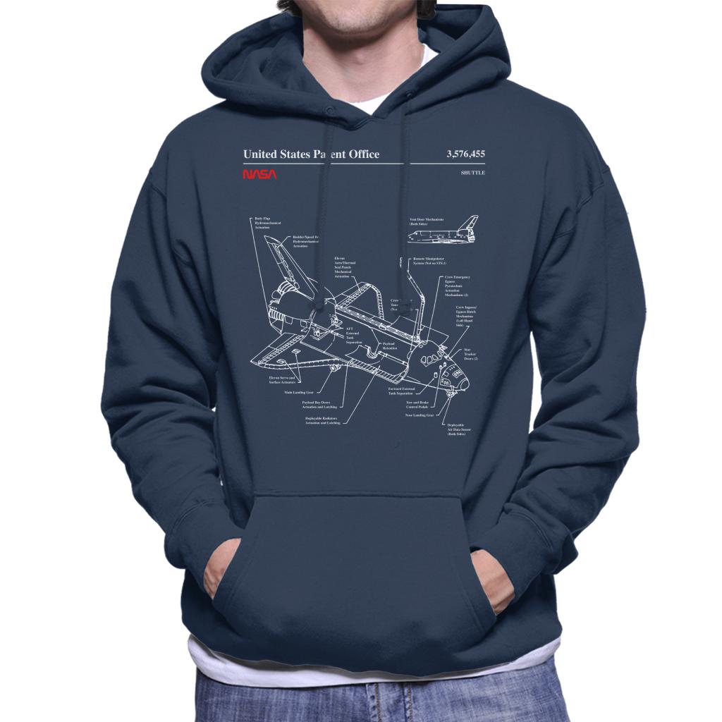 NASA Space Shuttle Blueprint Men's Hooded Sweatshirt-ALL + EVERY