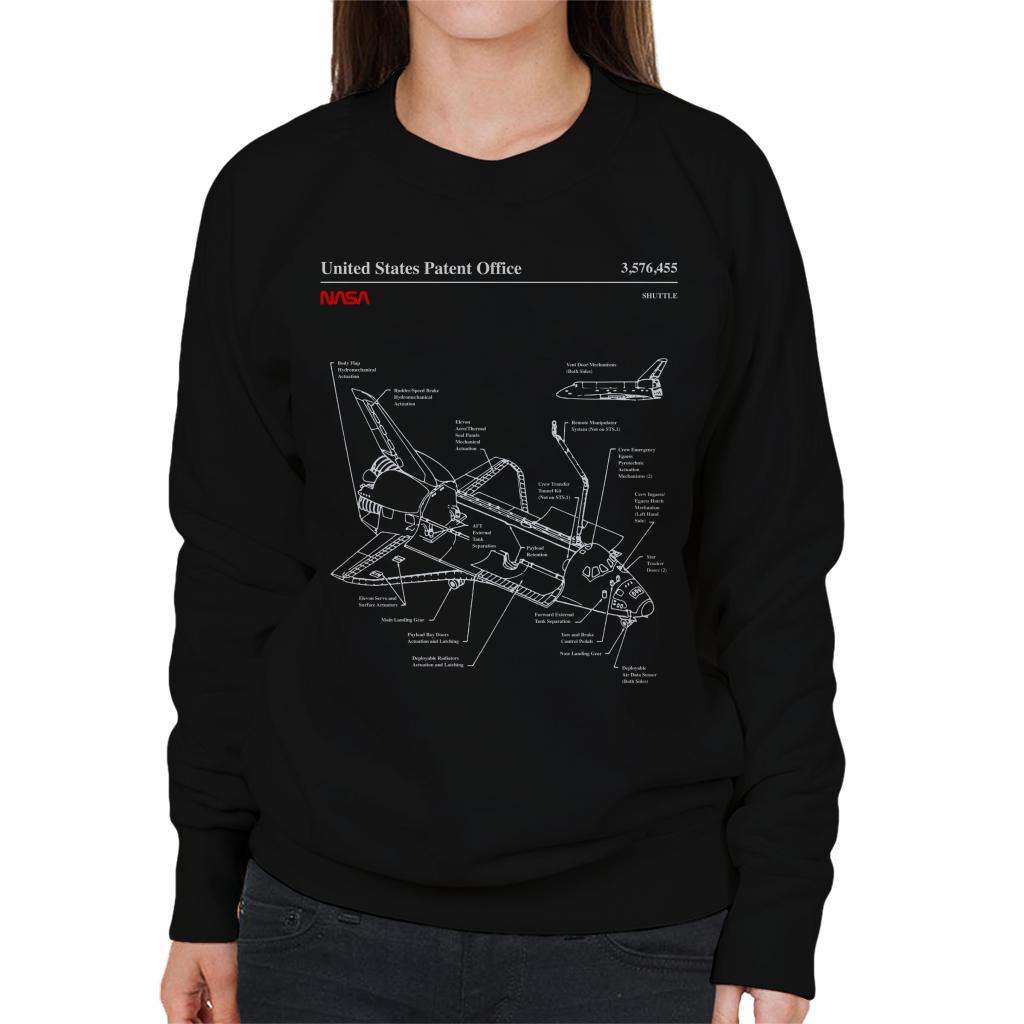 NASA Space Shuttle Blueprint Women's Sweatshirt-ALL + EVERY