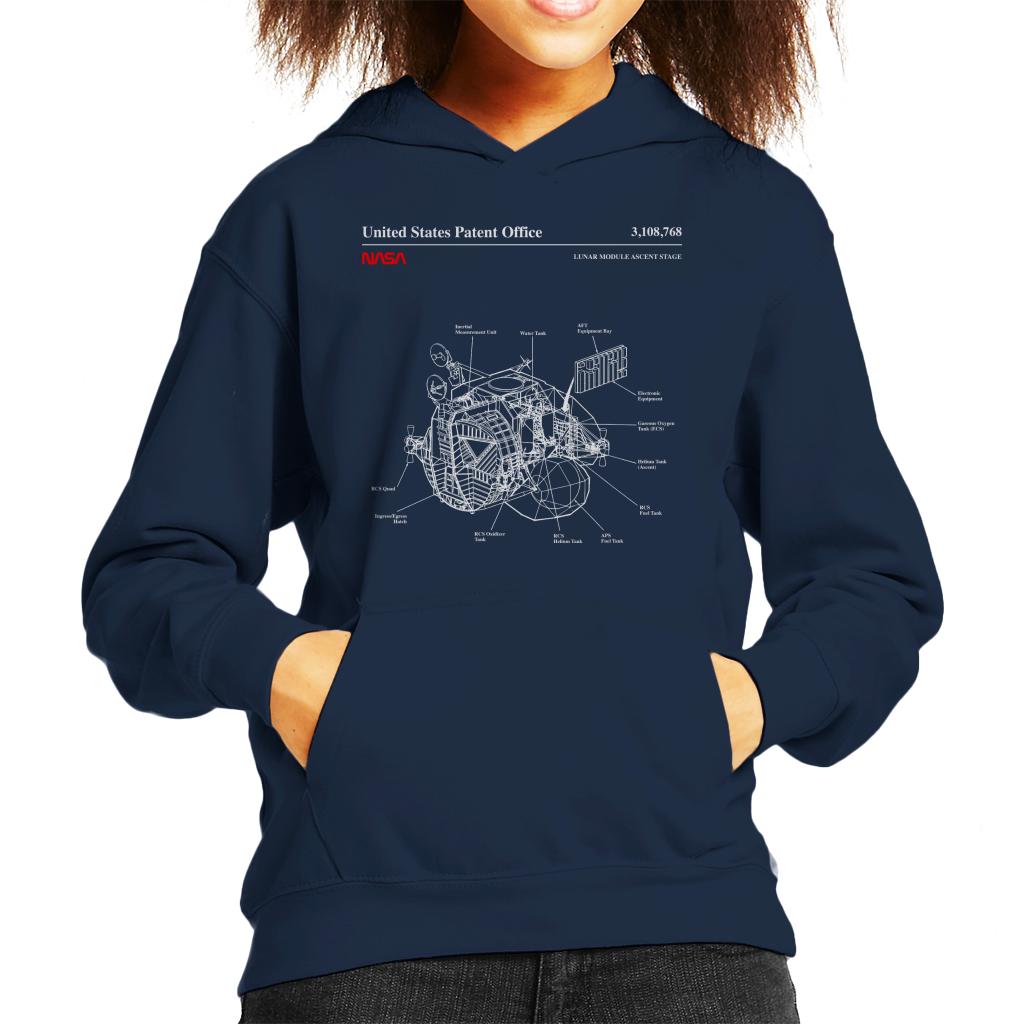 NASA Lunar Module Ascent Stage Blueprint Kids Hooded Sweatshirt-ALL + EVERY