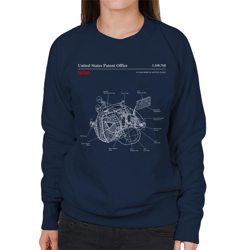 NASA Lunar Module Ascent Stage Blueprint Women's Sweatshirt-ALL + EVERY